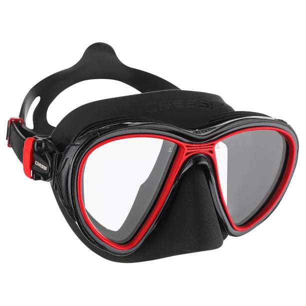 Visor Máscara Adulto CRESSI Quantum Negro/Rojo Dos Lentes Transparentes Bajo Volumen Antiempañante