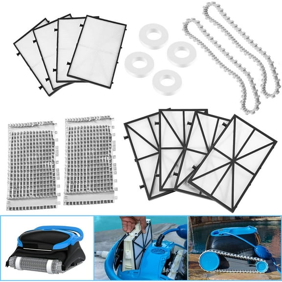 Tune Up Rebuild Kit Replacement Parts w/ 9991433-R4 Ultra Fine Filter Panels, 6101641-R2 Grey Brushes, Climbing Rings, 9985006-R2 Tracks For Maytronics Dolphin Nautilus CC Plus Robotic Pool Cleaner