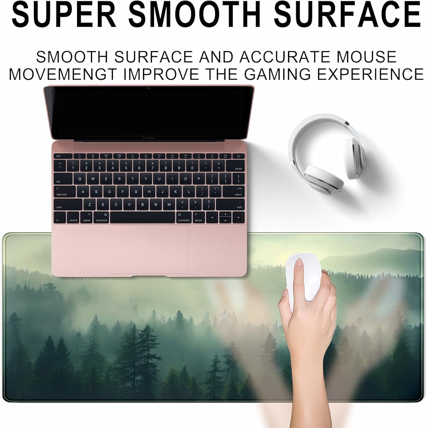 Forest Desk mat Green 31.5''X11.8'' Nature Mouse Pad XL Landscape Large Gaming Mousepad Aesthetic Desk Pad Extended Big Keyboard Mouse Mat Office Decor
