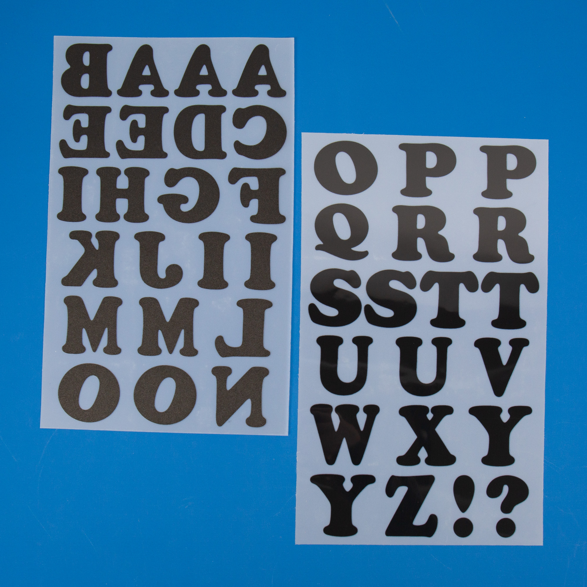 Print Your Own - Complete 50mm Black Iron-On Transfer Letters Set (A-Z) For Custom T-Shirts & Crafts