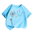 thumbnail image 3 of LUOGENLI T-Shirt pour Filles, Mode Mignonne Imprimée, Col Rond, Manches Courtes, T-Shirt Décontracté d'Été, Hauts Doux pour Filles, Tendance Été, Bleu 6-8 Ans, 3 of 5