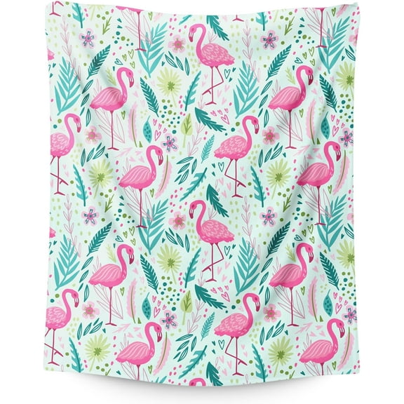 Custom Kids Blanket Gifts - 40 x 30 Inches Cute Flamingo Throw Blanket for Boys, Girls - Personalized Green Soft Fuzzy Warm Blanket for Sofa, Office