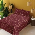 thumbnail image 2 of Ambesonne Zodiac Fitted & Flat Sheet with Shams 4 Pcs Set, Stars Eye Like Shapes Art, Full, Chestnut Brown Mustard, 2 of 5