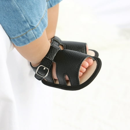 

Baby Flat Boys Shoes Sandals Prewalker Girls Rubber Sole Walking Non-Slip Soft Baby Shoes Black 13