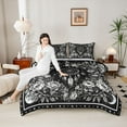 thumbnail image 4 of Homewish Female Men Boho Feather Dreamcatcher 3 Pieces Queen Comforter Set,Chic Floral Flowers Ultra Soft Bedding Sets,Retro Vintage Aesthetic Bedding Comforter Set Breathable, 4 of 8