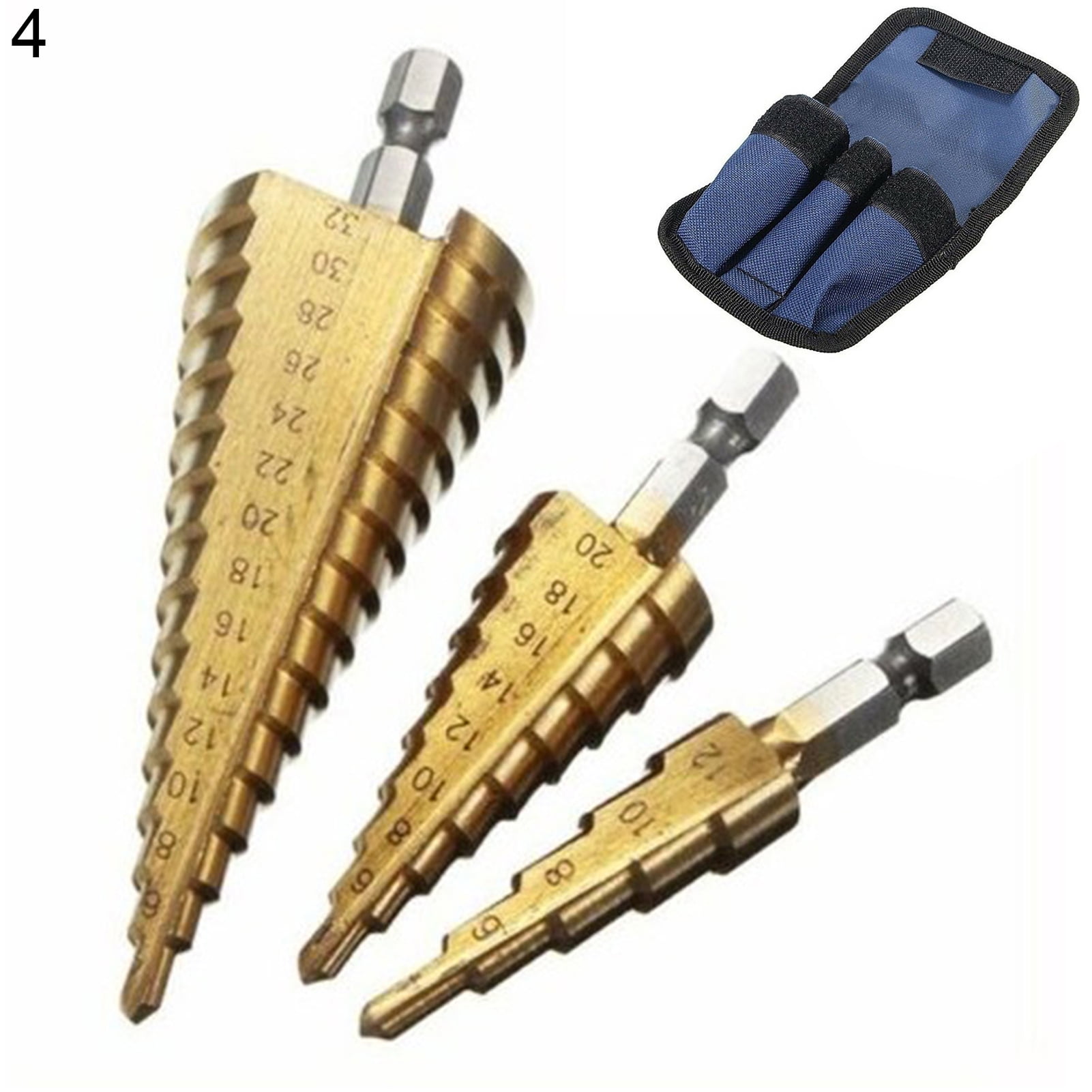 HSS Step Drills Bit Tool Set Triangle Handle Metal Drill Bit Cutter 4-12/20/32mm