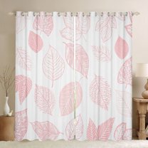 Manfei Tree Leaves Curtains Pack of 2 (42x84 Each) for Boys Girls,Brown White Curtains Blackout,Botanical Plants Bedroom Curtains,Luxury Bedroom Decor