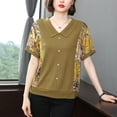 thumbnail image 3 of Women's Collar Patchwork Pattern Fashion T-Shirt Blouse, 3 of 4