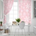 thumbnail image 5 of Pink Christmas Blackout Curtains for Bedroom/Living Room, Winter Xmas White Snowflakes Dots Thermal Insulated Kitchen Drapes with Grommets, Light Blocking Window Treatment, 2 Panels 52" x 72", 5 of 7