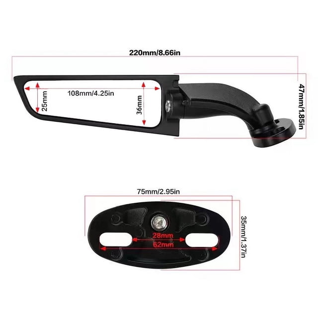 Alerón de espejo retrovisor de ala modificada para motocicleta adecuado para espejo retrovisor con cuchilla de viento Kawasaki Yamaha
