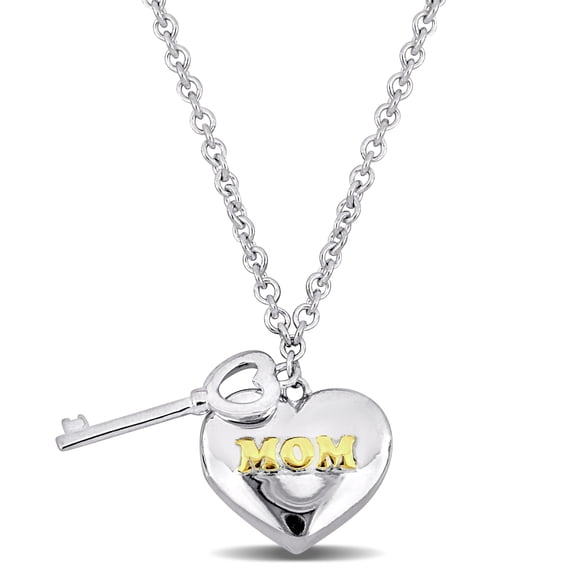 Everly Women's Sterling Silver Heart and Key Charm Mother's Day Necklace