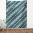 thumbnail image 3 of Ambesonne Striped Fabric by the Yard Upholstery, Grey and Blue Diagonal, 1 Yard, White Grey Navy, 3 of 4