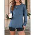 thumbnail image 6 of Womens Long Sleeve Tops Loose Fit Fall Cute Thick T Shirts Winter Cruise Outfits Trendy Clothes Blue M, 6 of 7