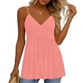 thumbnail image 4 of Camisole Tops For Women Casual Pink V Neck Solid Color Tank Sleeveless Tank Summer Tops For Women, 4 of 6