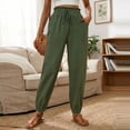 thumbnail image 6 of Ashirexll Womens Summer Pants, Casual Pants for Women, Fashion Solid Color Footed Pocket Drawstring Full Length Trousers, 6 of 7