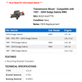 thumbnail image 2 of Transmission Mount - Compatible with 1987 - 2004 Dodge Dakota RWD 1988 1989 1990 1991 1992 1993 1994 1995 1996 1997 1998 1999 2000 2001 2002 2003, 2 of 2