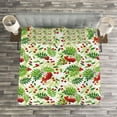 thumbnail image 3 of Ambesonne Rowan Quilted Bedspread Set 3 Pcs, Green Leaves Wild Fruits, King Size, Apple Green Fern Green, 3 of 3