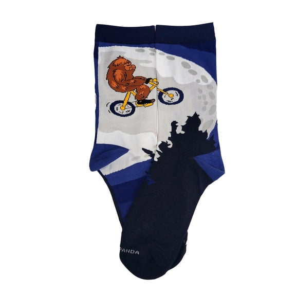 Big Foot Riding a Bike by the Moon Socks from the Sock Panda (Adult Medium - Women's Shoe Sizes 5-10)
