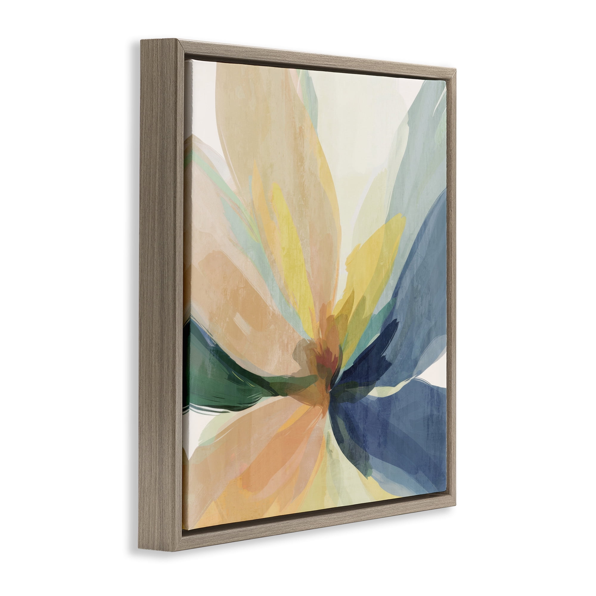 Flared Abstract Neutral Petals Brown Framed Floater Canvas Wall Art, design by Irena Orlov