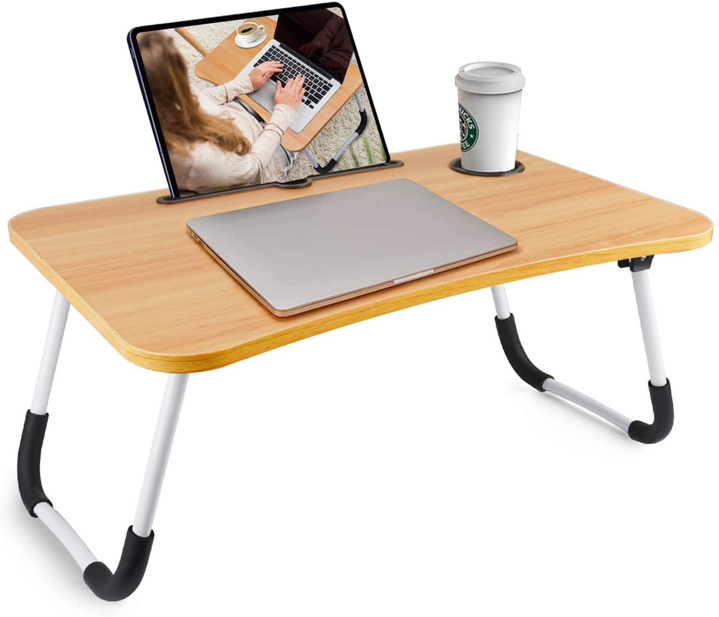 New Portable Wood Folding Desk Table For Laptop/ Breakfast Bed Serving