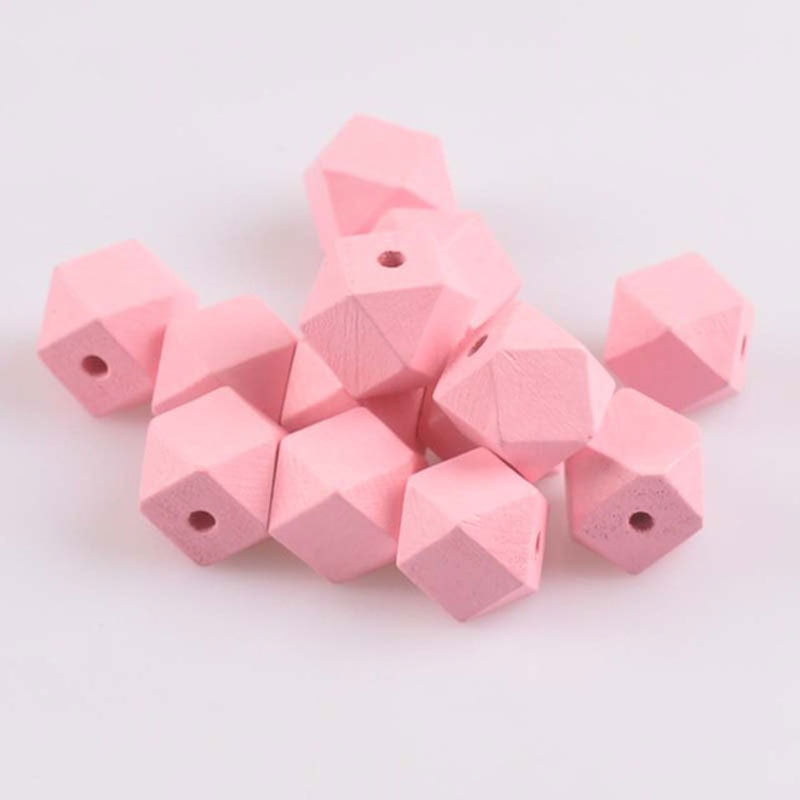 20Pcs Geometric Shaped Beads Wooden for Craft DIY Accessories Jewelry Making 