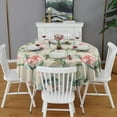 thumbnail image 2 of Pink White Floral Pattern Round Table Cloth,Wrinkle Resistant Table Cover with Polyester,Waterproof Reusable Tableclothes for Home Decor Summer Spring Picnic Dining Holiday (Round,60x60inch), 2 of 6
