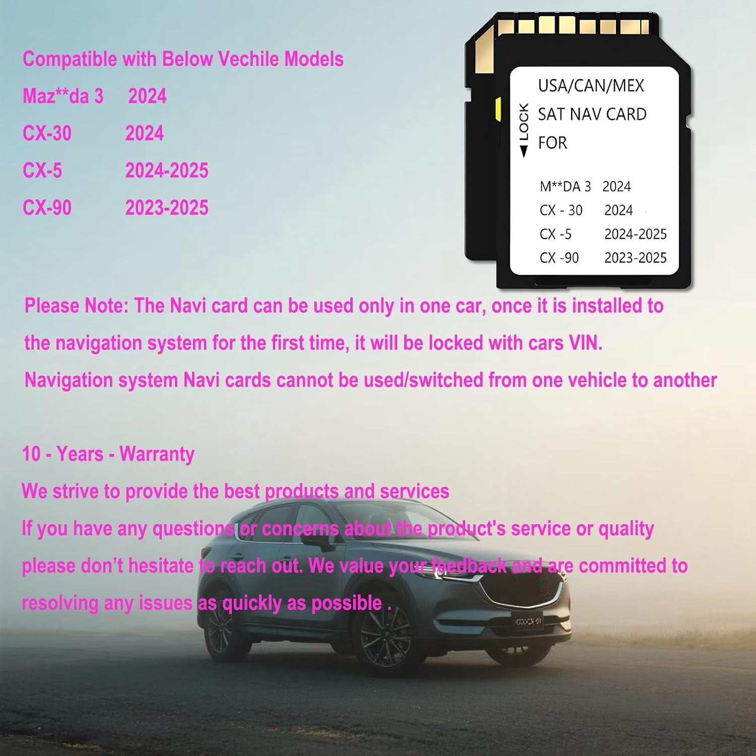 2025 Latest Navigation SD Card Compatible with Maz*da 3 2024, CX-5 2024-2025, CX-30 2024, CX-90 2023-2025 | USA Canada Mexico Offline Map