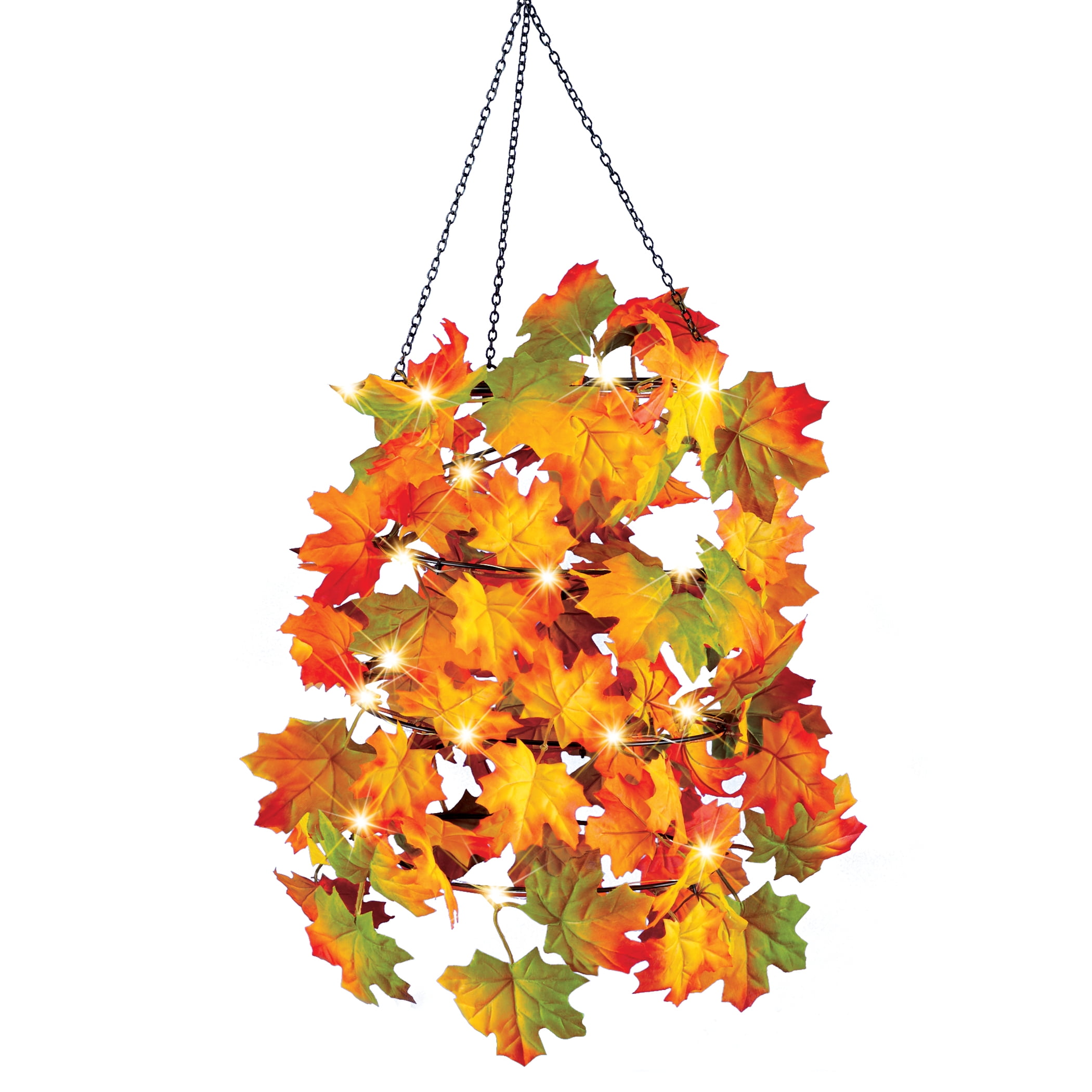 Collections Etc Solar Colorful Autumn Leaves Wind Dangler Includes Chain and Hook on Top for Easy Hanging