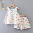 thumbnail image 2 of KPOPLK Toddler Girl Clothes Summer Kids Cute Sleeveless Tank Tops with Bow and Ruffled Shorts 2Pcs Outfits Set(12-18 Months,Light Yellow), 2 of 4