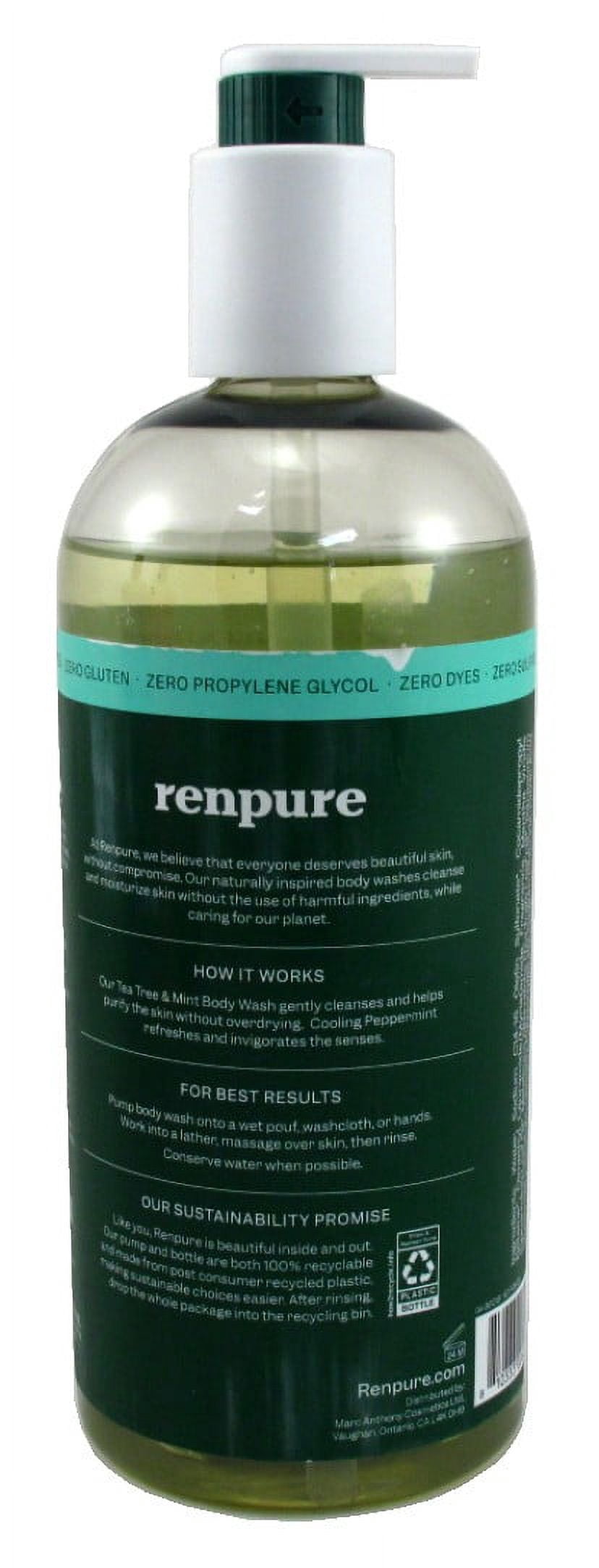 Renpure Body Wash Tea Tree & Mint Purifying 24 Ounce (710ml) (Pack of 3)