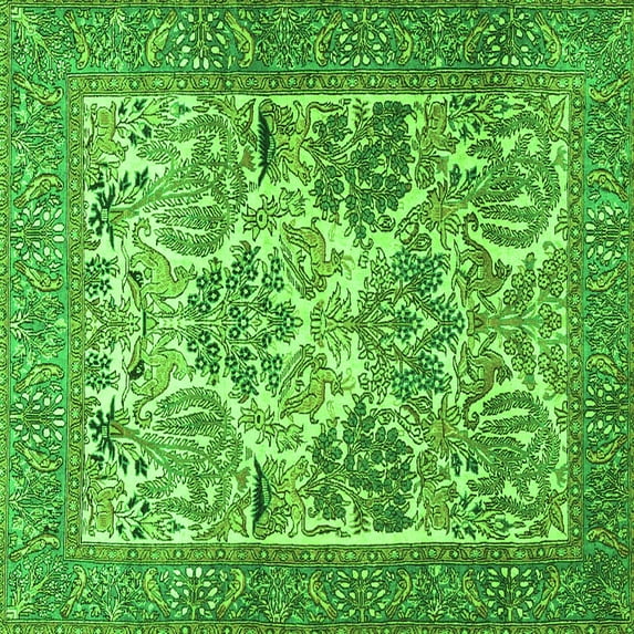 Ahgly Company Indoor Square Animal Green Traditional Area Rugs, 4' Square