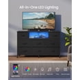 thumbnail image 4 of SONGMICS BELLAH Collection - Dresser for Bedroom with Outlets and LED Lights, TV Stand for TVs Up to 55 Inches, 8 Drawers, Ink Black, 4 of 5
