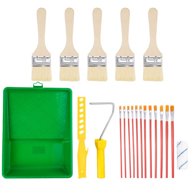 21uds Pintura Rodillo Kit, Pintura Suministros Herramientas, 8" Pl?stico Bandeja, 4" Pintura Rodillo, Marco, Pintura Agitar Palo, 2" Largo Qu?mica Fibra Pintura Cepillos Unique Bargains kits de herramientas de pintura