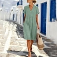 thumbnail image 2 of Ruimatai Women's V-Neck Short Sleeve Loose Fit Casual Midi Dresses for Women Summer Everyday & Beach Vacation Wear, 2 of 9
