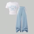 thumbnail image 2 of Girls Fashion Outfit Set: Short Sleeve Letter Print Top + Wide Leg Pocket Pants, 8-11 Years, 2 of 6