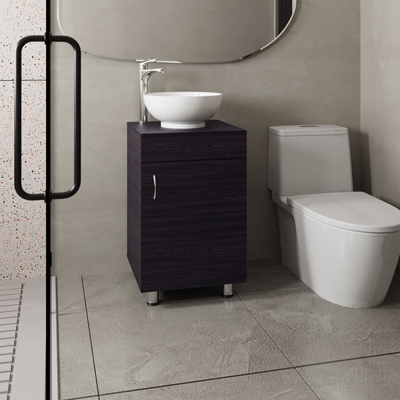 TUHOME Tacna Freestanding Bathroom Vanity with Vessel Sink, 17.7" Small Vanity, White or Black
