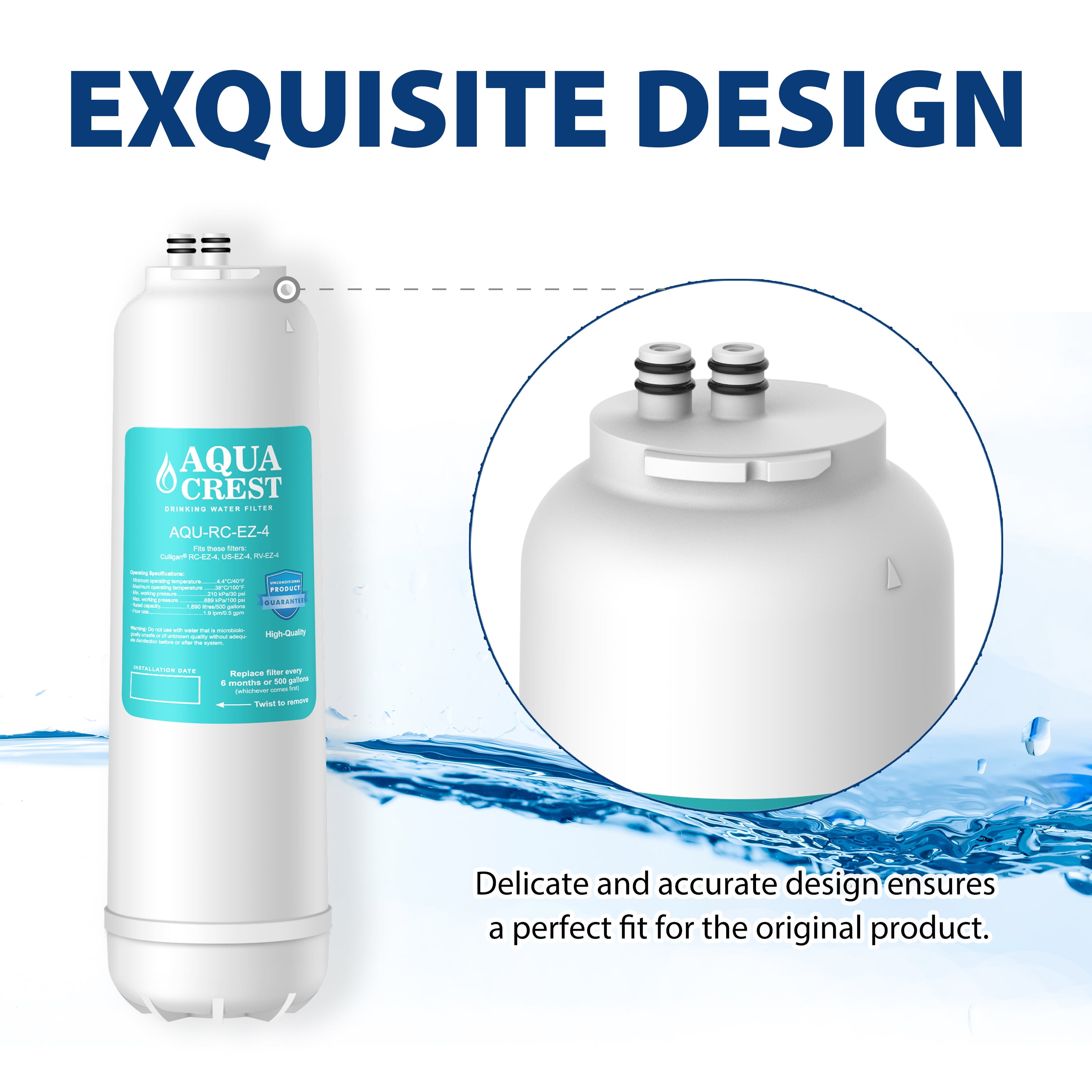 Basics EZ-Change Premium Water Filtration Replacement Cartridge 500 Gallons Equivalent To Culligan RC-EZ-4