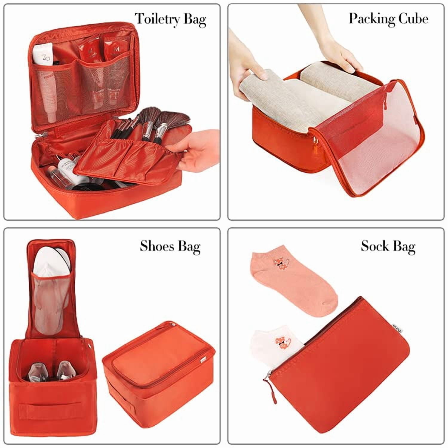 YAOLHLZ  8 Set Packing Cubes Luggage Packing Organizers for Travel Accessories-Cream