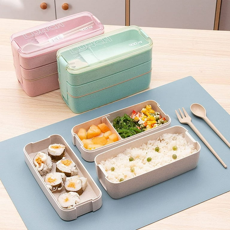 Divided Lunch Containers With Lid & Spoon Improved Freshness Keep