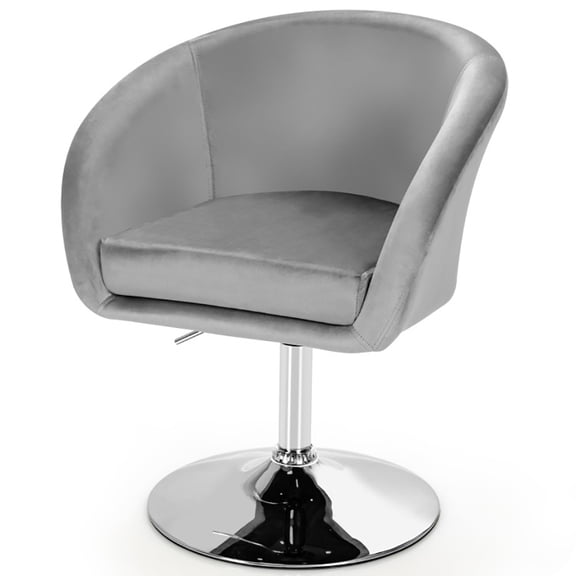 Canddidliike 360 Degree Swivel Makeup Stool Accent Chair with Round Back and Metal Base-Gray, Padded Seat, Wingback Chair for Bedroom Desk