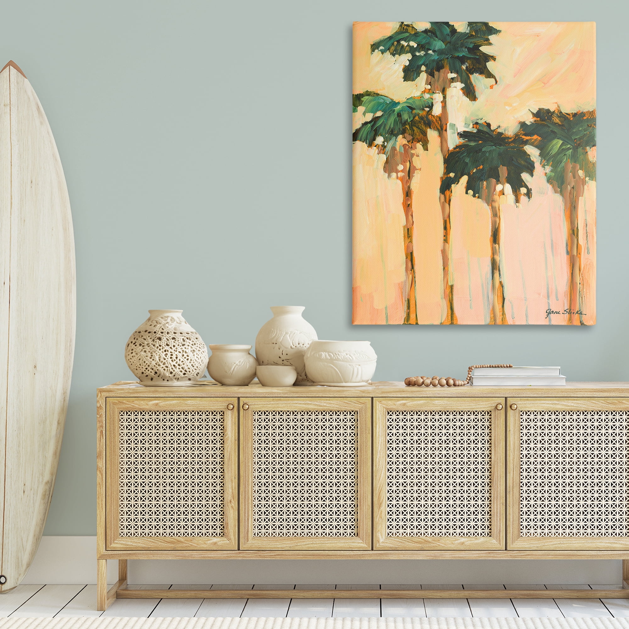Stupell Industries Shady Palms Impression Coastal Painting Gallery Wrapped Canvas Art Print Wall Art, 36 x 48