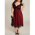 thumbnail image 2 of Vestido de talla grande para mujer, vestido de fiesta de noche con cuello en V de encaje floral Eccomum borgoña/XXXXL, 2 of 6
