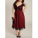 thumbnail image 2 of Vestido de Tallas Grandes para Mujer Vestido de Fiesta de Noche de Encaje Floral de Novia con Cuello Abanopi borgoña/XXXXL, 2 of 6