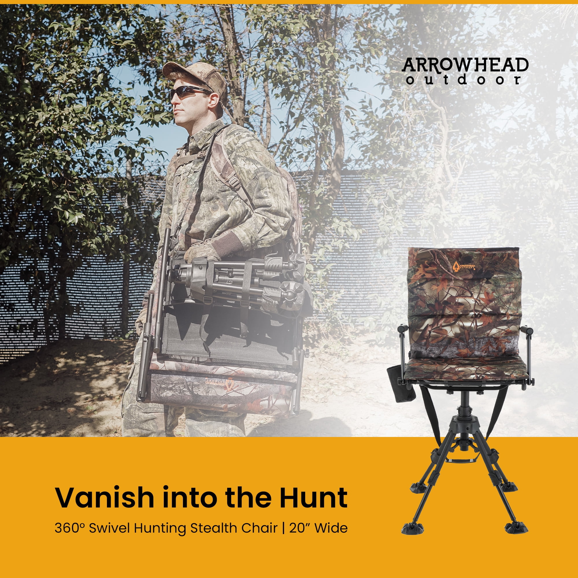 2-Pack Arrowhead Outdoor Folding Swivel Hunting Chair
