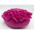 thumbnail image 3 of Multi Rose Motifs Felt 15-inch Round Decorative Throw Pillow (Fuchsia, Case + Insert), 3 of 7