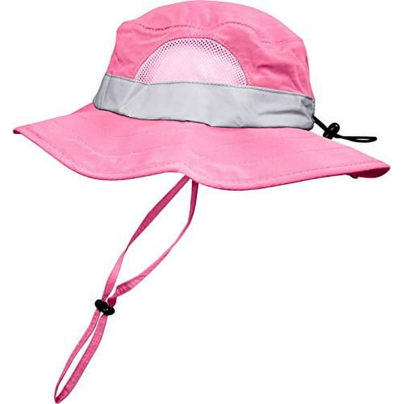 Eagle Eye Explorer Kids Safari Floppy Bucket Hat Backyard Outdoor Adventure for Boys & Girls. Sure Fit Adjustable Head Band, Wide Brim, Hat Band, Chin Strap & Large Mesh Ventilation Panels. Pink S/M