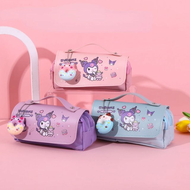 Sanrio-estuche periférico Cinnamoroll Kuromi Melody para estudiantes, gran capacidad, papelería, lápices, bolsa, Anime, regalos de cumpleaños