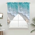 thumbnail image 2 of Swag Valance Curtains for Windows, Beach Coastal Light Filtering Kitchen Curtains with Rod Pocket, Nautical Starfish Shell Seaside Ocean Window Treatment Valances for Living Room, 36x45 - 2 PCS, 2 of 9