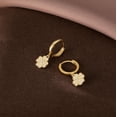 thumbnail image 4 of 925 Sterling Silver CZ Clover Hoop Earrings Dangle for Women Teens Lucky Clover Leaf Huggie Earrings Flower Drop, 4 of 12