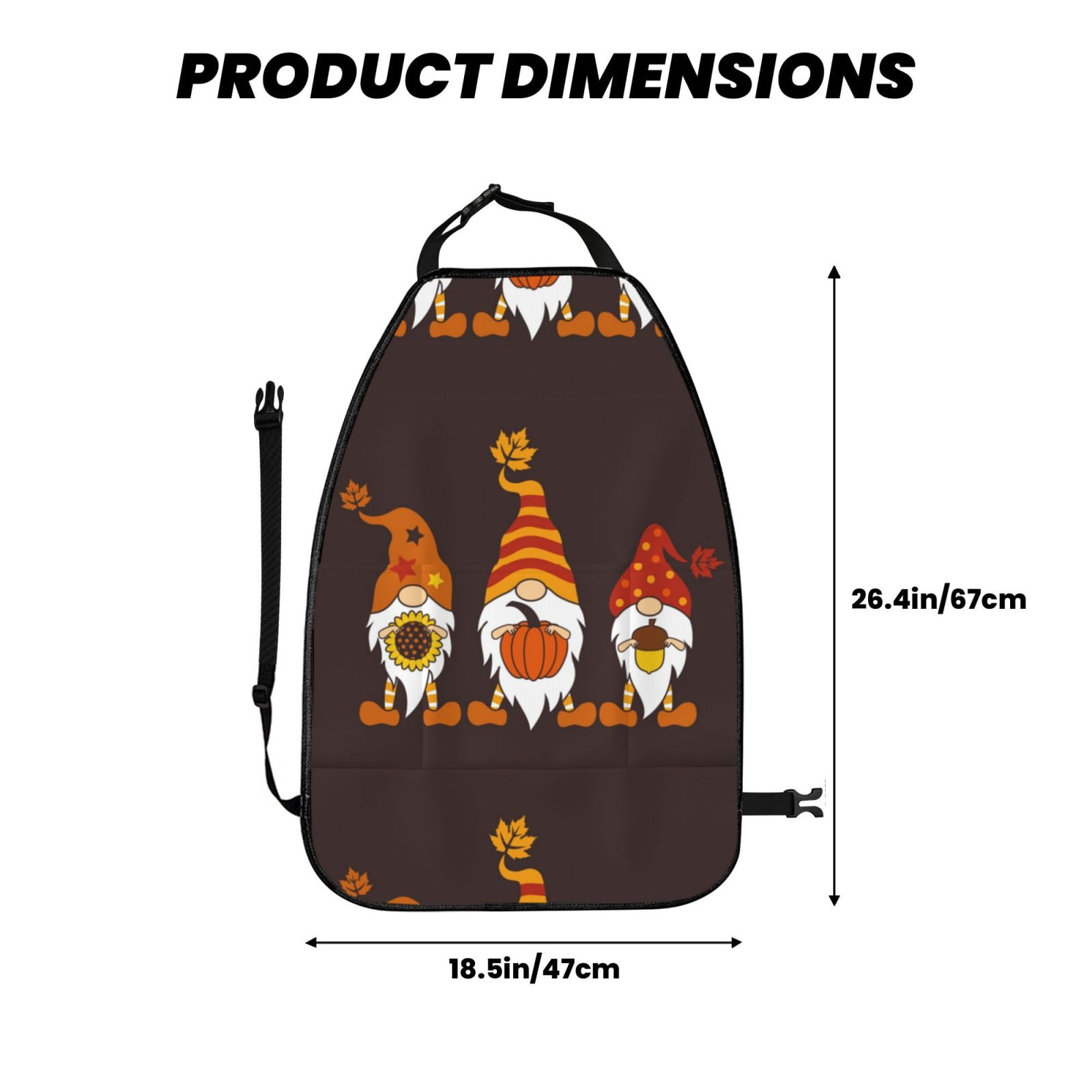 Xecao Fall Gnomes Pattern Car Seat Back Protector 2 Pack Large Capacity Pocket, Kick Mats Back Seat Protector